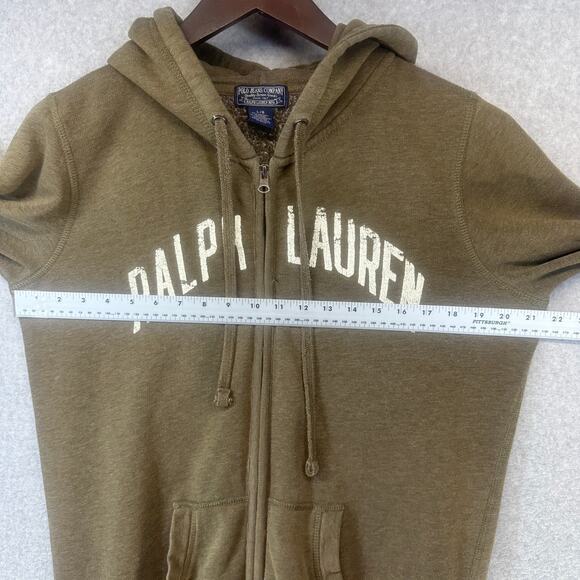 Vintage Polo Jeans Company Ralph Lauren Hoodie Sweatshirt Size L Green Full Zip - Picture 10 of 12